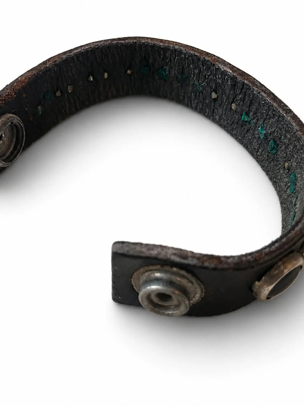 2000's Leather Stud Bracelet W/ Black Cabochons